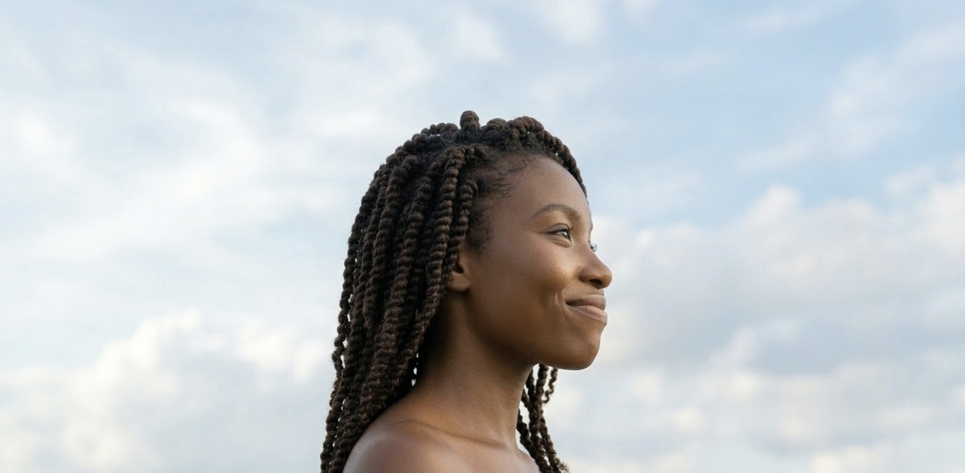 Woman looking ahead outdoors